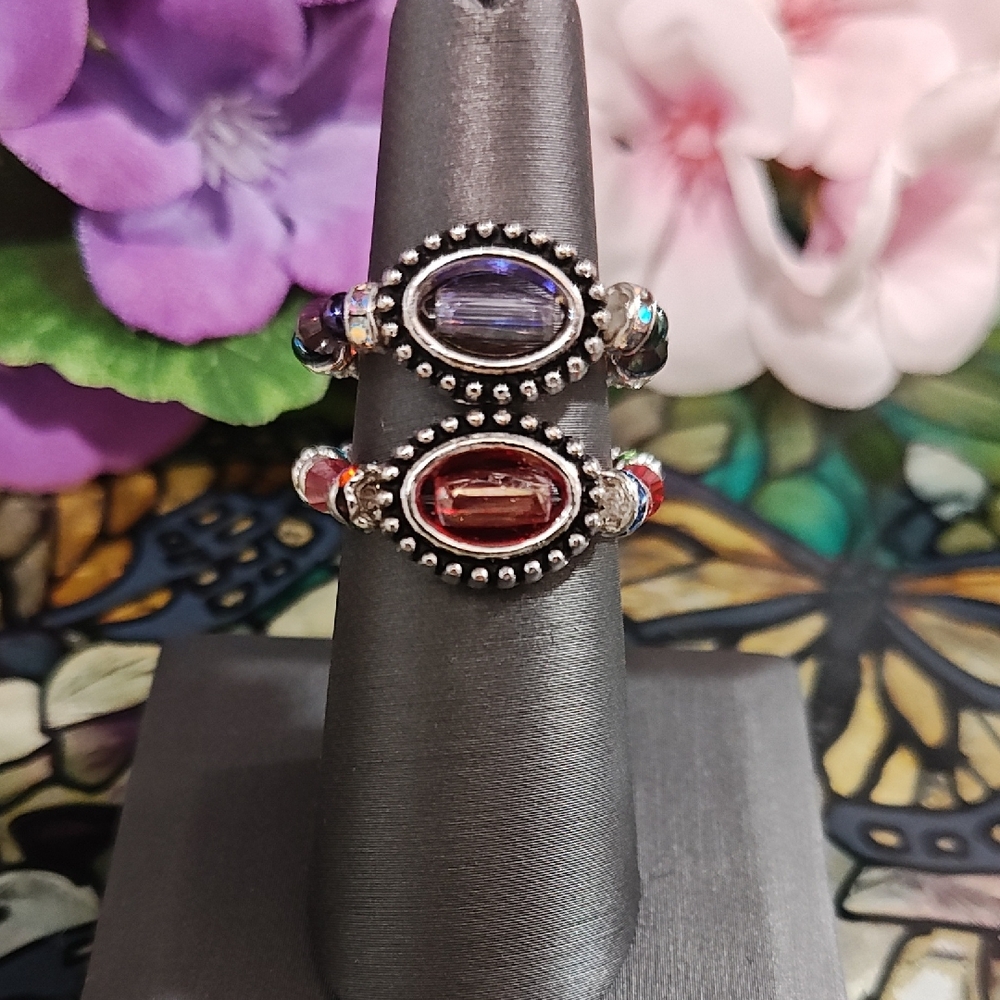 Duo Set Handmade Crystal Bicone Beaded Ring - READ BELOW FOR CUSTOM SIZE INFO 👇